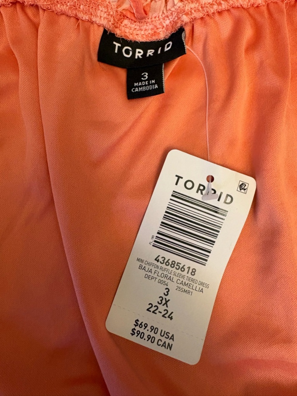 Torrid Mini Ruffle Chiffon Dress size 3X NWT - Picture 5 of 6
